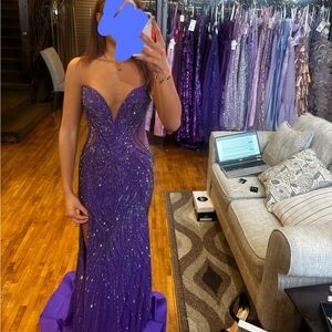Purple Beaded Prom Dress